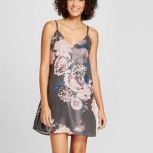 Silver foil shimmering gray floral strappy dress